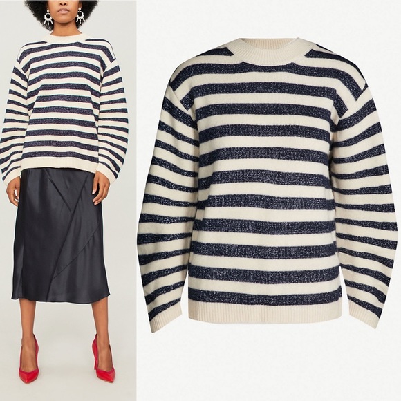 Striped Wool Jumper Blue Metallic 